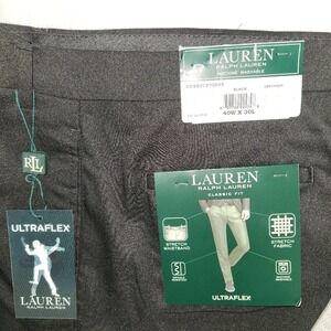 Lauren Ralph Lauren‎ Mens Black Slacks/Pants NWT 40Wx30L Wrinkle Free Relax Flex